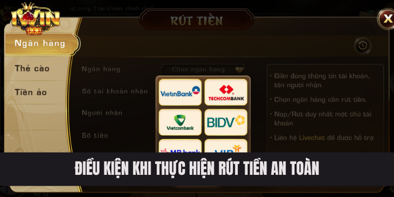 Cổng game đưa ra một số điều kiện khi thực hiện rút tiền an toàn